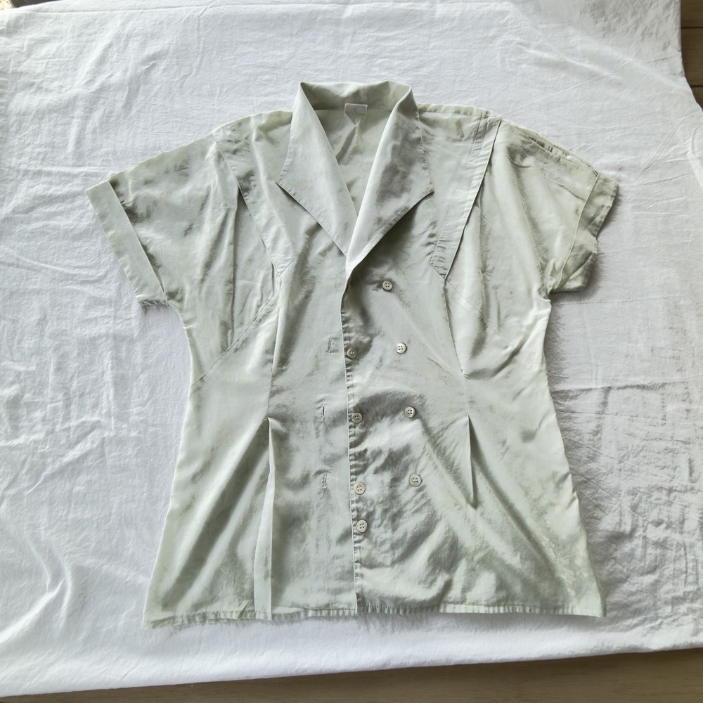Geiger - Light Green- Austrian made- Double front button SS Women's shirt SZ 38